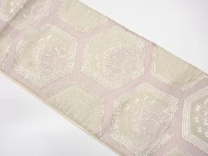 アンティーク　亀甲に孔雀羽根模様織り出し袋帯（材料）